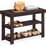 Ayakkabı Rafı Tezgahı, 3 Katmanlı Bambu Ayakkabı Depolama Düzenleyici, Giriş Tezgahı, 250 Lbs'ye Kadar Tutar, 25 x 27,6 x 40,8 Cm, Giriş Yolu Banyo Yatak Odası Için, Kahverengi ULBS04Z