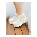 Ayakkabı Tutkusu Stilo ® Gelin Ayakkabısı Işıltılı Kırık Beyaz 9cm Dolgu Topuklu Çok Rahat