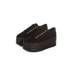 Ayakkabı Tutkusu Stilo ® Siyah Keten Platform Düz Taban 7cm Aşırı Rahat
