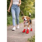 Ayakkabısı 4’Lü Set Su Geçirmez Kaymaz Tabanlı Botu Küçük Orta Irk Köpekler İçin Koruyucu Patik Yağmur Kar Çamur İçin Dayanıklı Evcil Hayvan Ayakkabısı Kırmızı (Small)