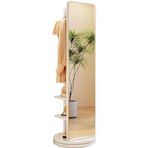 Ayaklı aynalı bağımsız gardırop, modern, 360° döndürülebilir gardırop, tam boy aynalı, 2'si 1 arada ayaklı ayna ve gardırop, oturma odası, yatak odası veya gardırop için