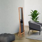 Ayaklı Boy Ayna Doğal Masif Ağaç Çerçeveli Kayın Ayna 38x143 Cm