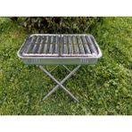 Ayaklı Büyük Mangal 55 cm Kebapçı Tipi Geniş Oluklu Paslanmaz Galvaniz Gövde Krom Köfteci Izgarası
