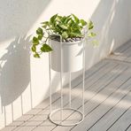Ayaklı Metal Silindir Çiçek ve Saksı Standı (Beyaz, Küçük)