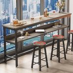 Ayaklıklı Modern Dikdörtgen Bar Masası, Ayarlanabilir Ayak Pedleri ve Metal Çerçeve, Mutfak veya Oturma Odasındaki Küçük Alanlar için İdeal Tezgah Kahvaltı, Yemek, Pub veya Kahve için Yüksek Masa