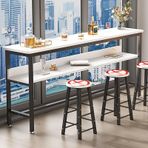 Ayaklıklı ve Ayarlanabilir Ayak Pedli Modern Dikdörtgen Bar Masası, Metal Çerçeve, Küçük Alan, Mutfak ve Oturma Odası için Yüksek Sehpa, Şık Tezgah Kahvaltı Yemek, Pub Kahve Masası (Renk 5)