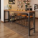 Ayaklıklı ve Ayarlanabilir Ayak Pedli Modern Dikdörtgen Bar Masası, Metal Çerçeve, Küçük Alan, Mutfak veya Oturma Odası Kahvaltı Yemek Tezgahı Pub Kahve Masası (160 x 40 x 10)