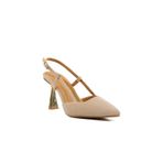 Ayakmod 459158 Z Bej Simli Tekstil Kadın Abiye Ayakkabı Stiletto Düğün Nişan Ayakkabısı - 36