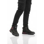 Ayakmod Siyah Kırmızı Kaymaz Taban Fermuarlı Unisex Outdoor Bot 444 G - Siyah - Kırmızı