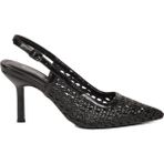 Ayakmod Siyah Nefes Alan Örgü Dokulu Slingback Kadın Topuklu Ayakkabı 658248 Z