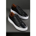 ayakPARK Siyah - Günlük Rahat Hakiki Deri Erkek Sneaker Ayakkabı