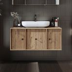 Ayaksız Oval Lavabolu Mdf 105 cm Çekmeceli Banyo Dolabı - Atlantik Çam