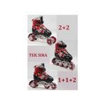 Ayarlabilir 2+2 Işıklı Metal Alıştırma Pateni Çanta Hediyeli - Kırmızı - 38 - 41