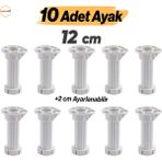 Ayarlanabilir 10 Adet 12 Cm Plastik Ayak Dolap Mobilya Tezgah Yükseltici Yükseltme Ayağı Ayakları