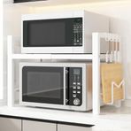 Ayarlanabilir, 2 kademeli, genişletilebilir mikrodalga fırın ızgarası, 6 kancalı. Mutfak tezgahını düzenlemek için sağlam metal stand