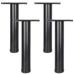 Ayarlanabilir 4 adet Siyah Alüminyum Alaşımlı Masa Ayakları, Sehpa, TV Sehpası, Kanepe, Yan Sehpa için Metal Yuvarlak Ayaklar - 20-60 cm Yükseklik, Ev Mobilyaları Yükseltmesi için Mükemmel