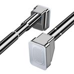 Ayarlanabilir 40-490CM Teleskop Perde Çubuğu, Matkapsız, Paslanmaz Çelik Duş Perdesi Çubuğu, Kelepçe Perde Direği, Banyo ve Dolap Kullanımı için Kolay Kurulum Gergi Çubuğu