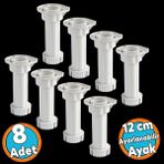 Ayarlanabilir 8 Adet 12 Cm Plastik Ayak Dolap Mobilya Tezgah Yükseltici Yükseltme Ayağı Ayakları