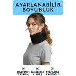 Ayarlanabilir Boyunluk | Süngerli Kumaş | Anatomik Tasarım | Ayarlanabilir Cırtlı | Siyah Boyunluk - Standart
