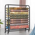 Ayarlanabilir Büyük Tekstil Kumaş Vitrin Arabası, Frenlenebilir Tekerlekler, Vinil Rulolar için Yerden Tasarruf Düzenleyici, Araba Sargısı, Masa Örtüleri - 160 cm, 18 Çubuk