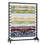 Ayarlanabilir Çubuklar ve Tekerlekler ile Ağır Hizmet Tipi Kumaş Rulo Depolama Rafı - Vinil, Deri, Cam Filmi ve Duvar Kağıdı için Hareketli Düzenleyici - 150 cm, 4 Çubuk, Çelik Konstrüksiyon