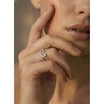 Ayarlanabilir Dalgalı Wavy Kalp Model Zirkon Taşlı Silver Renk Çelik Yüzük