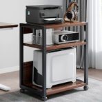 Ayarlanabilir Depolama Raflı Hareketli Yazıcı Standı Yuvarlanan Bilgisayar Kulesi Standı CPU Tutucu Stand Arabası Endüstriyel Yazıcı Rafı Tablosu Faks Tarayıcı Dosya Kitabı için (Kahverengi 20x16x27