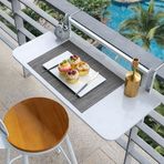Ayarlanabilir Dış Mekan Katlanır Yan Sehpa - Balkon Korkuluk Asılı Masa Yerden Tasarruflu Güverte Masası Duvara Monte Veranda Mobilyası 119,9 x 34,7 cm Beyaz