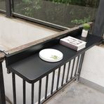 Ayarlanabilir Dış Mekan Katlanır Yan Sehpa Balkon Korkuluk Asılı Masa Yerden Tasarruflu Veranda Güverte Masası Siyah Duvara Monte Tasarım 47"x11" - Küçük Alanlar için Mükemmel!