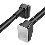 Ayarlanabilir Gergi Çubuğu 40-490CM, Matkap Perdesi Çubuğu, Paslanmaz Çelik Duş Perdesi Direği, Banyo ve Dolap için Kolay Montaj Kelepçesi Çubuğu, Siyah Genişletilebilir Tasarım
