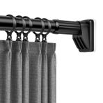 Ayarlanabilir germe çubuğu 40 ila 490 cm, matkapsız perde çubuğu, paslanmaz çelik, duş perdesi çubuğu, genişletilebilir kelepçe çubuğu, banyo, pencere, mutfak, dolap (siyah,