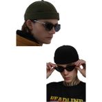 Ayarlanabilir Haki-Siyah Retro Takke Yazlık 2.li Set - Standart - Haki - Siyah