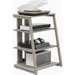 Ayarlanabilir Hifi Raf, Ahşap ve Çelik Pikap Masası, 4 Raflı Kompakt Sistem - Gri