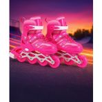 Ayarlanabilir Işıklı Inline Paten Seti – Pembe Pudra Silikon LED Tekerlekli & Alüminyum Gövdeli 39-42 Numara Ayakları İçin Uygundur