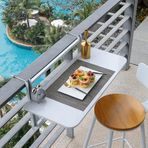 Ayarlanabilir Katlanır Balkon Asılı Masa Dış Mekan Korkuluk Yan Sehpa Yerden Tasarruflu Güverte Masası 80 x 35 cm Veranda ve Bahçe Kullanımı için Mükemmel Kolay Kurulum A-Beyaz