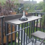 Ayarlanabilir katlanır balkon korkuluk masası - dış mekan veranda asılı güverte çubuğu, korkuluklar için, alüminyum bahçe korkuluğu, yerden tasarruf sağlayan balkon mobilyaları, küçük alanlar için