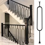 Ayarlanabilir Kesilebilir Demir Korkuluk Mili - 95 cm (37 3/8 inç) Siyah Merdiven Korkuluk Seti, Ayakkabı ve Konnektörlü 10'lu Paket Oval Tasarım İç Mekan Güverte
