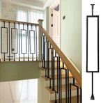 Ayarlanabilir Kesilebilir Demir Korkuluk Mili - Merdiven ve Güverte Korkulukları için 95 cm (37 3/8 inç), Siyah Ayakkabı ve Konnektörlü 2'li Paket, İç Mekan Dikdörtgen Tasarım