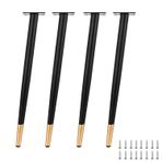 Ayarlanabilir Metal Mobilya Ayakları - 4'lü Paket 72 cm Siyah ve Altın Konik Destek Ayakları Masalar Sandalyeler Masalar Dolaplar için - Kolay Kurulum için Vidalar Dahil