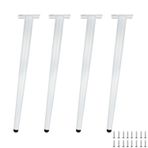 Ayarlanabilir Metal Mobilya Ayakları - 4'lü Paket 75 cm Beyaz Konik Destek Ayakları Masalar için Masalar Vidalı Mutfak Dolapları - Stabiliteyi ve Stili Geliştirin
