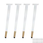 Ayarlanabilir Metal Mobilya Ayakları - 70 cm Beyaz ve Altın Konik Destek Ayakları Masalar için Masalar Kanepeler Dolaplar - Kolay Kurulum için Vidalar Dahil