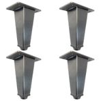 Ayarlanabilir Paslanmaz Çelik Masa Ayakları - Sehpa, TV Sehpası, Kanepe, Yan Sehpa için 4 Adet Siyah Metal Konik Ayaklar - 2 cm/8,3 inç Yükseklik Ücretsiz Vidalarla