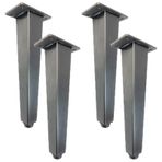 Ayarlanabilir Paslanmaz Çelik Masa Ayakları - Sehpa, TV Sehpası, Kanepe, Yan Sehpa için 4 Adet Siyah Metal Konik Ayaklar - Ücretsiz Vidalar Dahil (3 cm/2,2 inç)