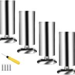 Ayarlanabilir paslanmaz çelik mobilya ayakları 4X Metal yuvarlak ayaklar kanepe dolap sehpa TV standı dayanıklı destek kauçuk paspas ile istikrar için