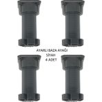 Ayarlanabilir Plastik Baza Ayağı 10-15 Cm, Siyah, Çok Amaçlı Dolap Ayağı (4 Adet)