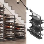 Ayarlanabilir Pull-Out Ayakkabı Rafı Düzenleyici, 5 Katmanlı İstiflenebilir Metal Raflar, Dolap için Yerden Tasarruflu Dikey Depolama, Geri Çekilebilir Tasarım, Küçük Yatak Odaları için Mükemmel