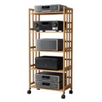 Ayarlanabilir Raflar ve Hareketli Bileşen Raflı Bambu Ses Rafı AV Medya için Modern TV Standı (5 katmanlı 80x38x158CM)