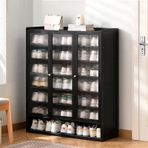 Ayarlanabilir Raflı 7 Katmanlı Bambu Ayakkabı Rafı Dolabı 2 Kapılı Giriş Yolu Oturma Odası Koridoru için Şık Ayakkabı Depolama - Rattan Tasarım 60cm