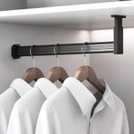 Ayarlanabilir Siyah Gardırop Ray 12 ila 59 İnç Metal Elbise Askı Çubuğu Dolap Balkon Çamaşır ve Banyo için Sağlam 44 İnç Elbise Askısı Bar
