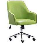Ayarlanabilir Suni Deri Ofis Koltuğu - Yastıklı Koltuk Döner Evrensel Tekerlekler PC ve Bilgisayar Masaları için Ergonomik Tasarım - Kırık Beyaz Renk